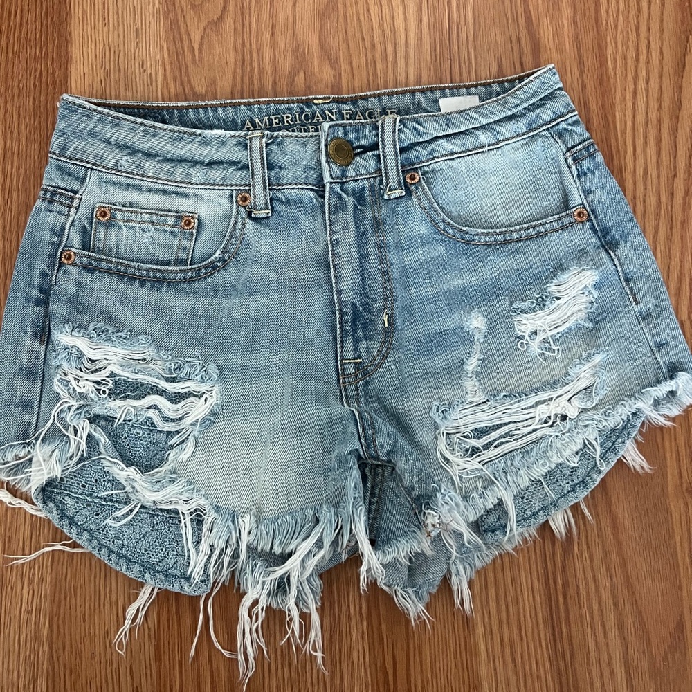 American Eagle Light Blue Jean Shorts “Hi Rise Festival” Women’s Size 0